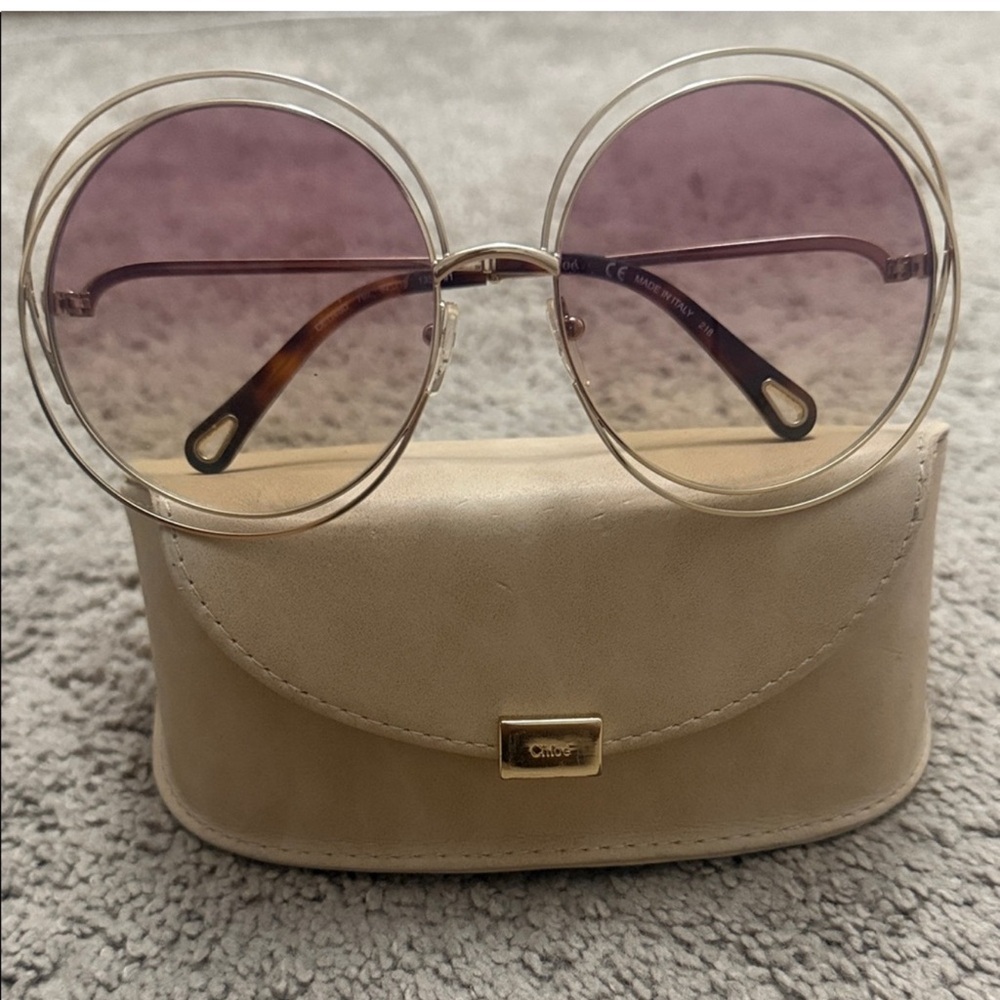 Chloe Gold Frame Sunglasses with Purple Lenses